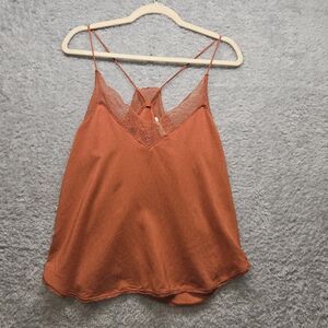 Lovestitch Womens Rust Orange Cami Small Lace Trim Tank Y2K 90s